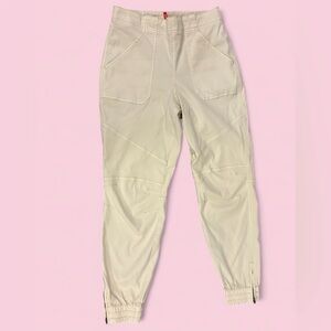 SPANX Beige Parchment Utility Joggers Elastic Waist Ankle Zip Pants | Size L